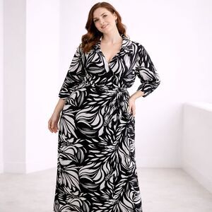 Igigi True Wrap Maxi Dress Black White 22 / 24